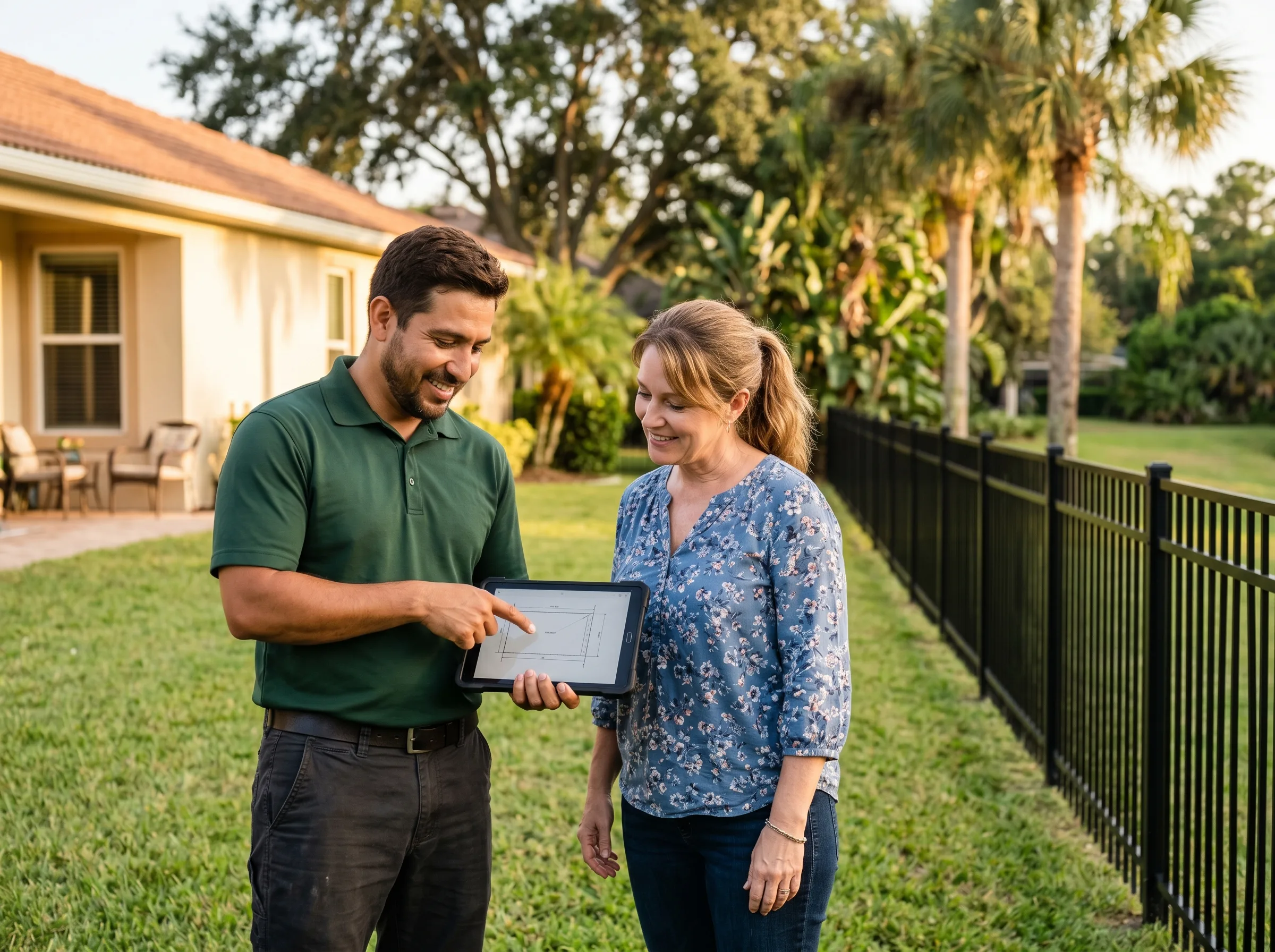 Ocala Fence Install team member taking a homeowner phone call about a fence project