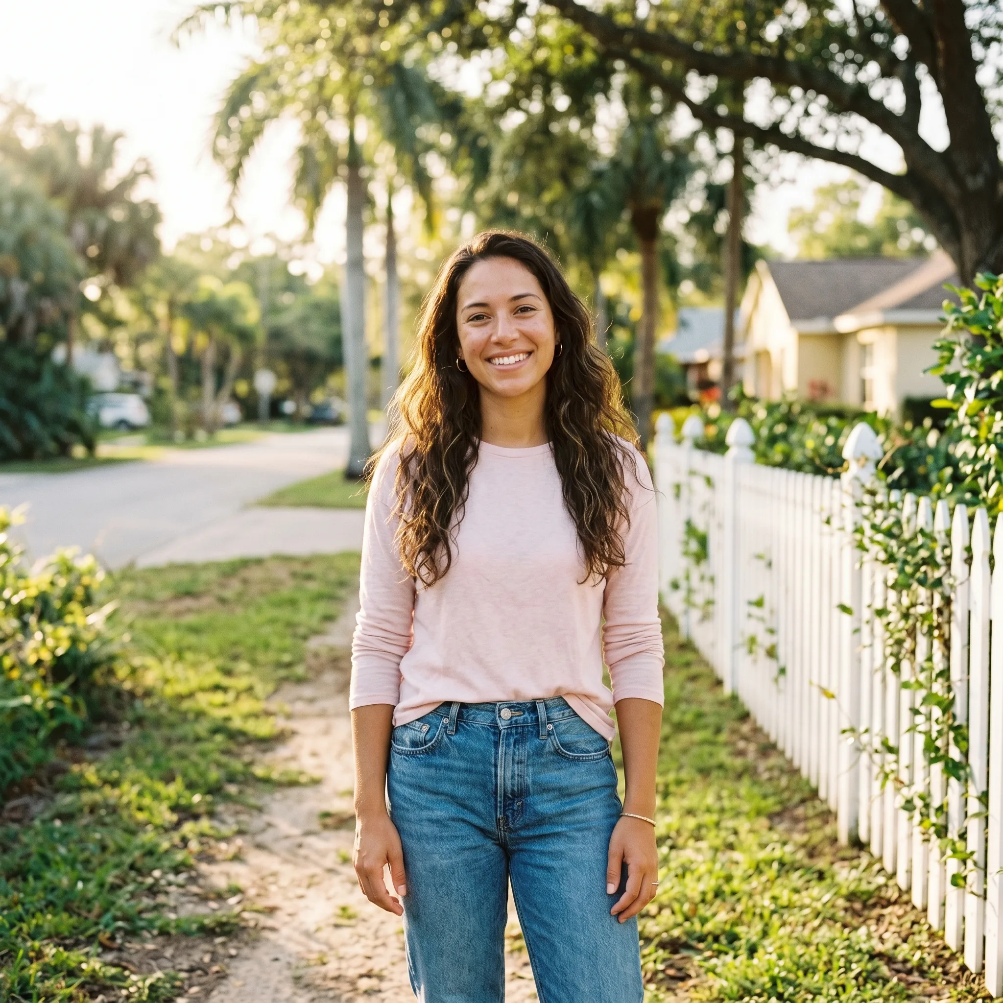 Happy homeowner about to request a free fence quote in Ocala FL