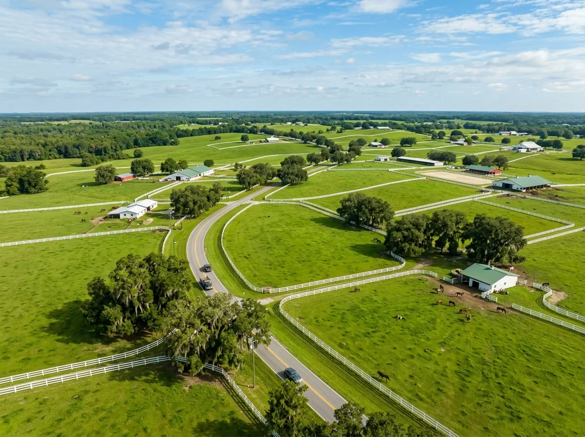 Marion County FL horse country with white wooden horse fences — Ocala Fence Install service area