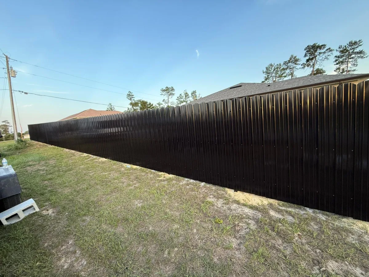 Black Dura Fence long run perspective along property line — Marion County FL